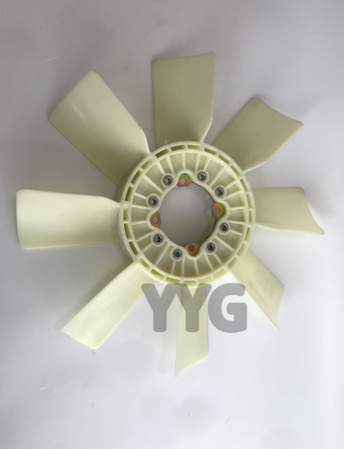 light yellow 6BG1 Excavator Engine Parts Six Leaf Fan Blade